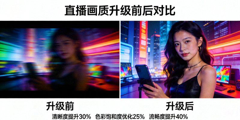 高清流畅直播画面对比，展示升级前后的画质提升