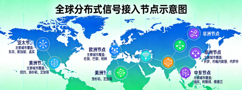 全球分布式信号接入节点地图示意图